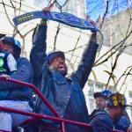 Seahawks defensive lineman Leonard Williams holds up a championship belt. Photos by Ben Ray / Sound Publishing