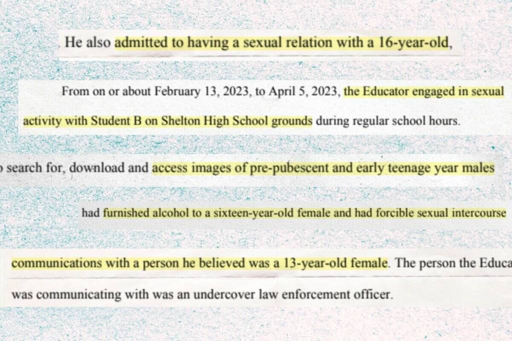 A compilation of screenshots taken from investigations conducted by Washingtons Office of Superintendent of Public Instruction in recent years related to K-12 teachers found to have engaged in sexual misconduct against minors. (InvestigateWest)
