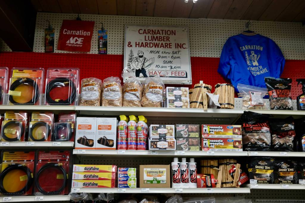 The new Carnation Co-op honors the past Carnation hardware store with memorabilia, March 6, 2026. (Grace Gorenflo/Valley Record)