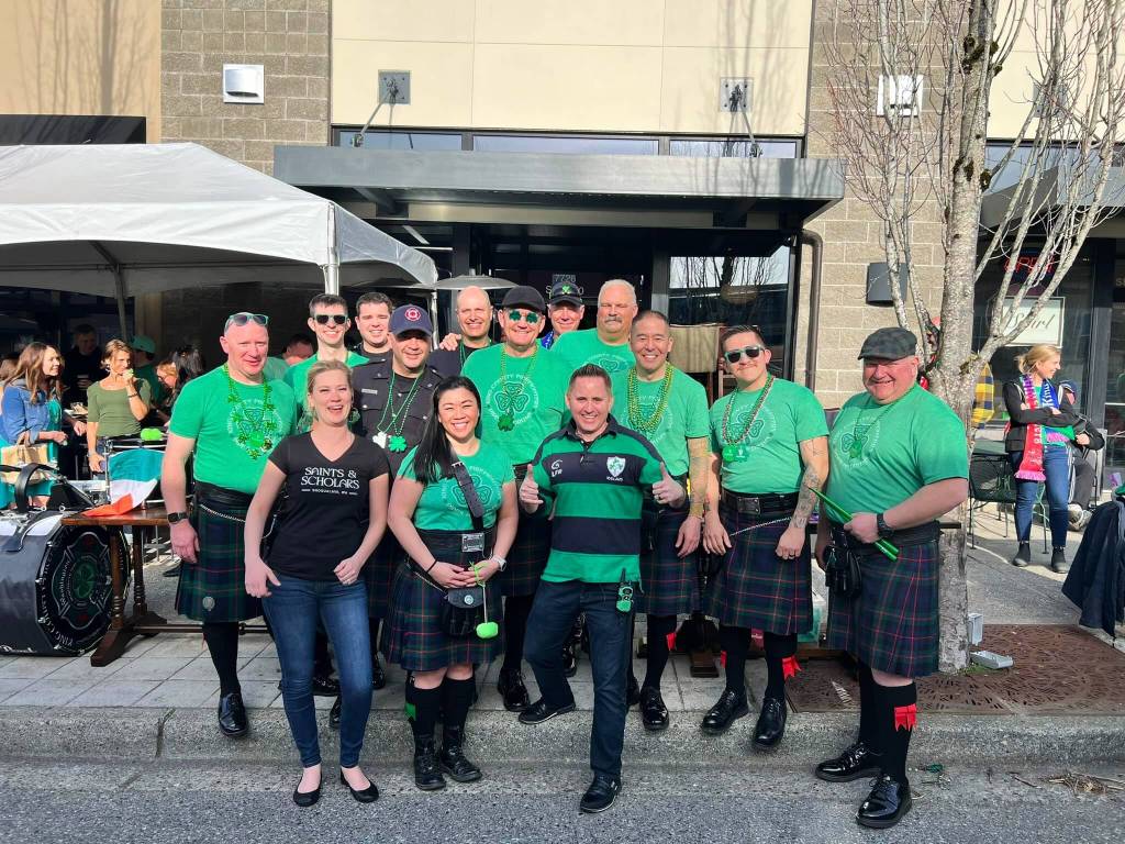 Photo courtesy of King County Firefighters Pipes and Drums
The King County Firefighters Pipes and Drums band at Snoqualmies Saints and Scholars Irish Pub for St. Patricks Day 2023. The band will be back performing at the pub this weekend.