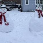 A pair of people made of snow in Snoqualmie on March 13. Photo courtesy of Kari Wahlstrom Collins