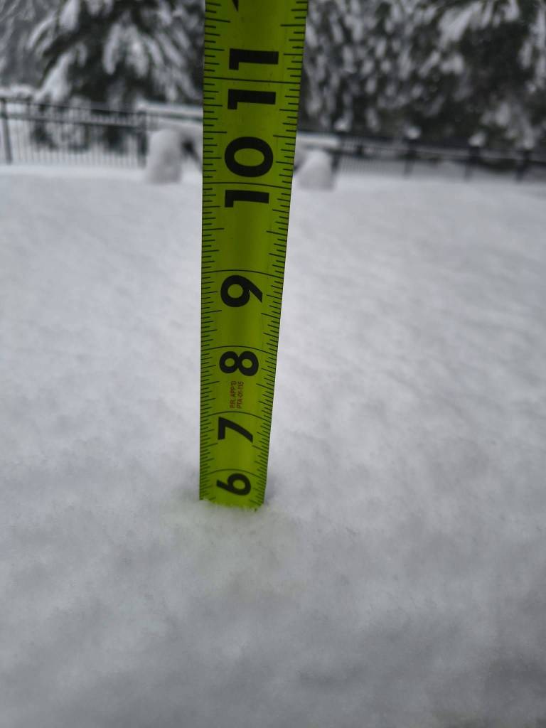 The snow in North Bend around noon March 13. Photo courtesy of Natalie Heidemann Pietzyk