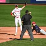 Photos courtesy of Calder Productions
Mount Si High Schools baseball team played Nathan Hale (Seattle) on April 4 at T-Mobile Park in a non-conference game. The Wildcats lost, 7-5. Pictured: Mount Sis Jayden White gets the out at second base.