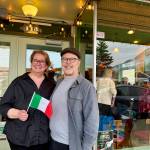 Beth and Kevin Burrows outside their restaurant, Paisan Ristorante, April 1, 2026.