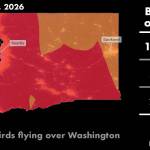 The night of May 1 showing peak bird migration in Washington state.Image courtesy of Purdue AeroEco Lab.
