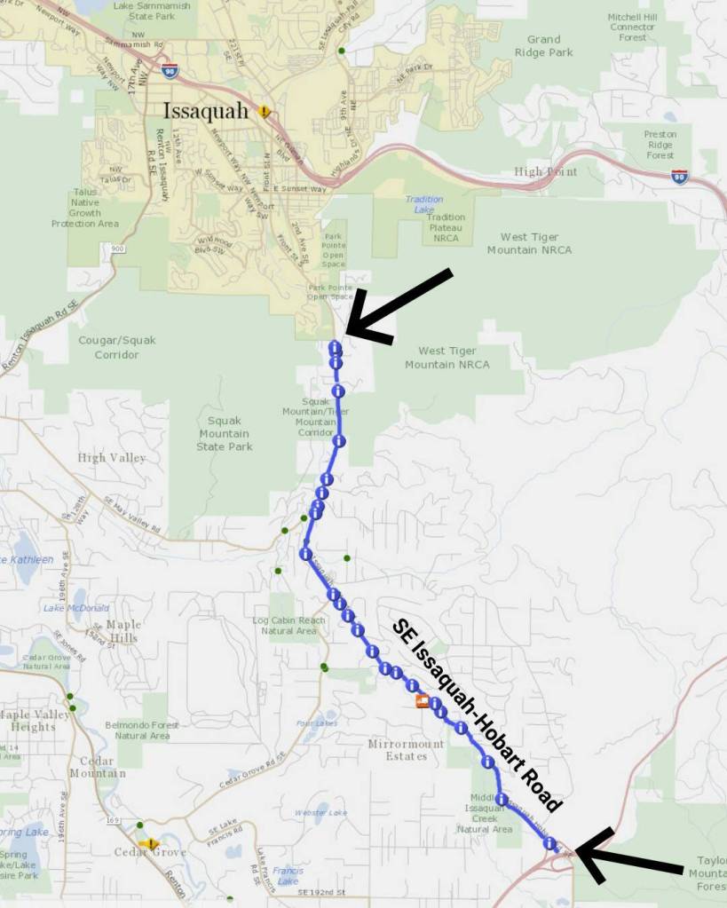 The closure will be from 9 a.m. to 2 p.m. on weekdays from May 11 to June 1. Map image courtesy of the King County Road Services Division.