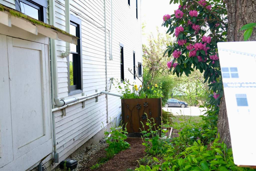 The new biofiltration box outside The Grange in Duvall, April 30, 2026. (Grace Gorenflo/Valley Record)