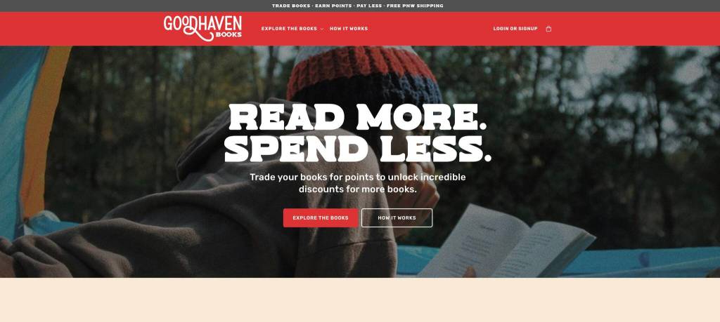 The Goodhaven Books website. Image courtesy of Trevor Smith
