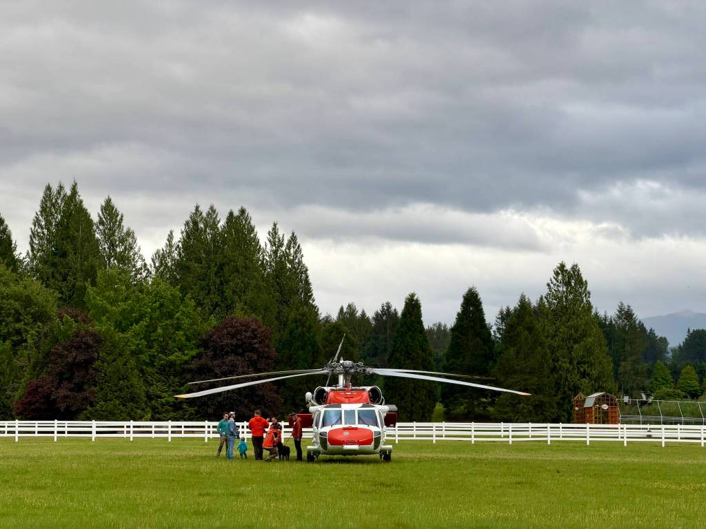 A helicopter is on display at SARposium, May 14, 2026. (Grace Gorenflo/Valley Record)