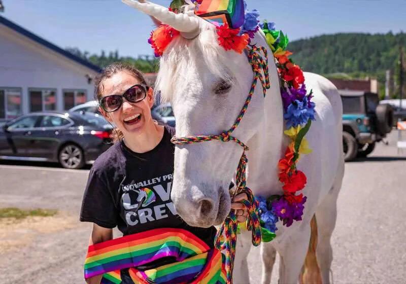 One of the unicorns at Pride Picnic 2025. Photo courtesy of SnoValley Pride