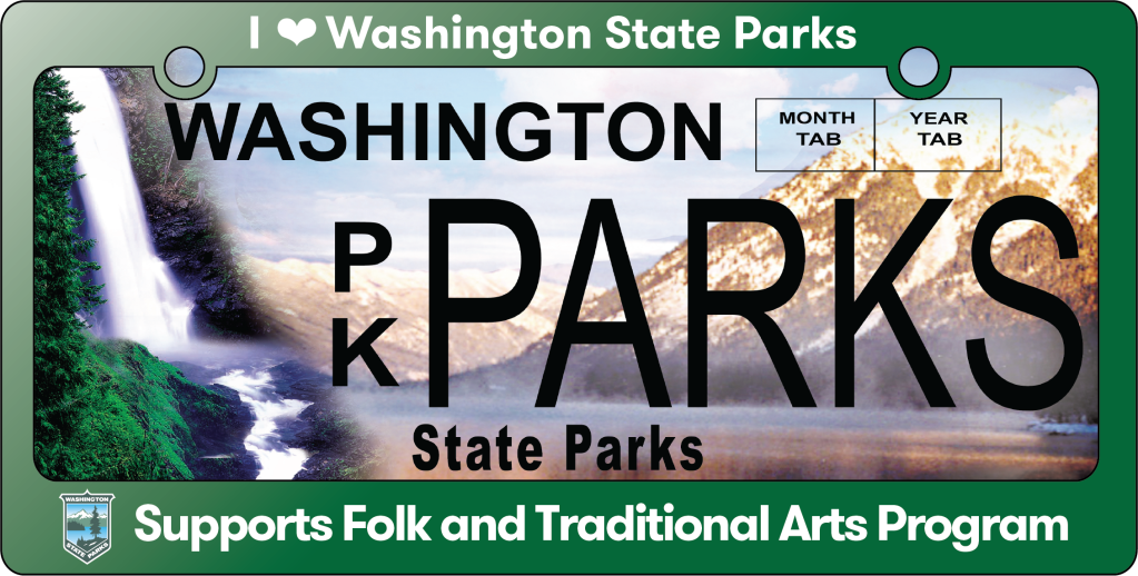 The Washington State Park specialty license plate helps fund state park programming. Image courtesy of Washington State Parks.