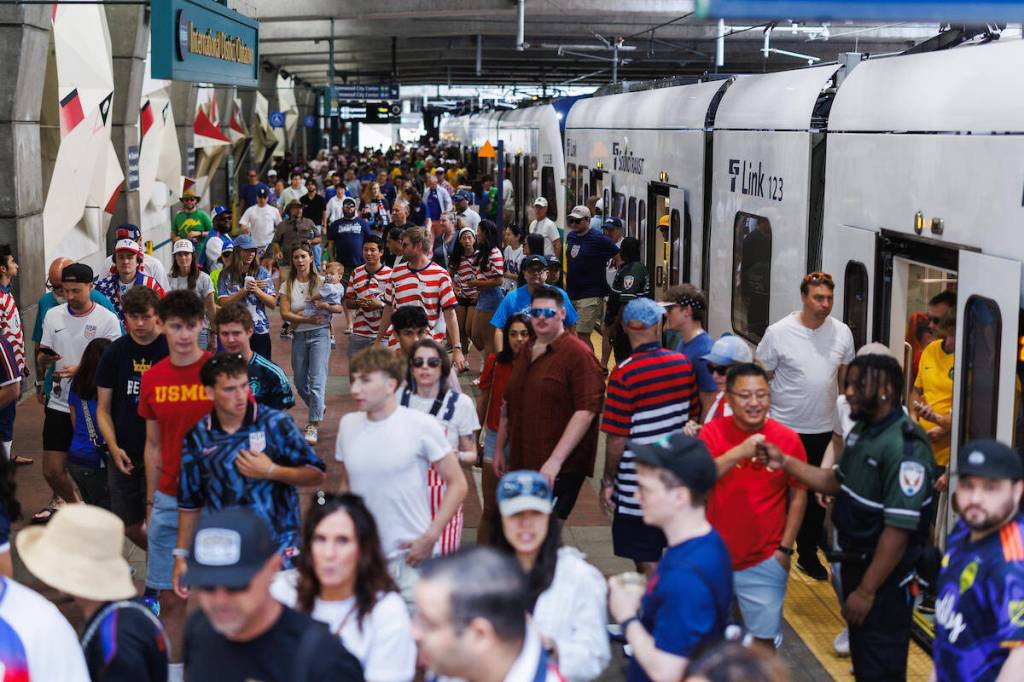 Seattles World Cup game between the USA and Australia on June 19 in Seattle drew record-number ridership to Sound Transits Link light rail. COURTESY PHOTO, Sound Transit