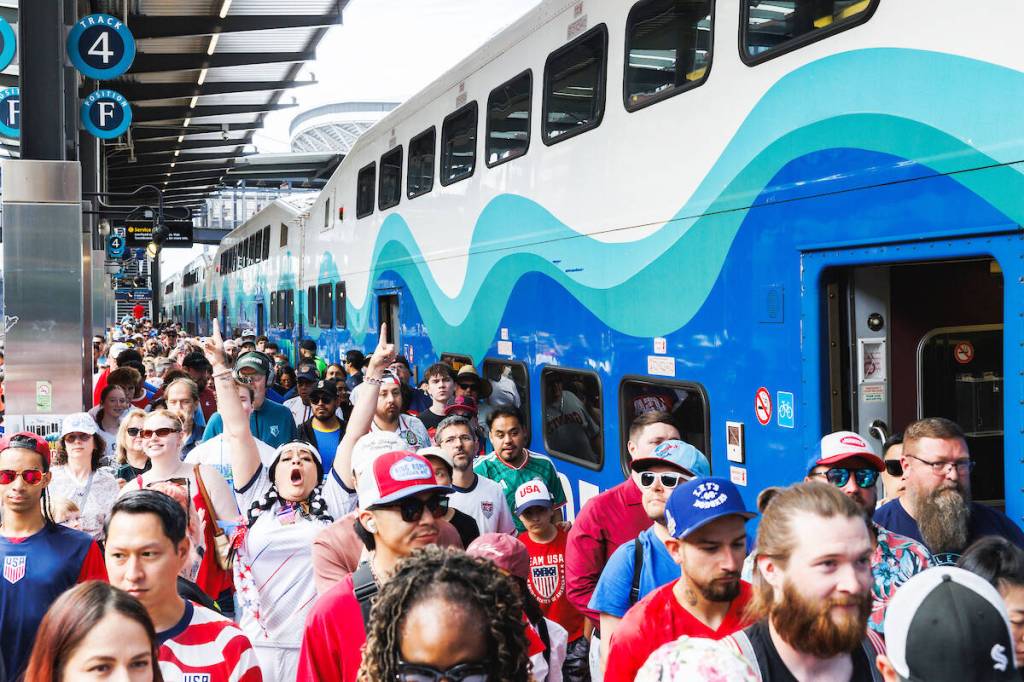 Seattles World Cup game between the USA and Australia on June 19 in Seattle drew record-number ridership to Sound Transits Link light rail. COURTESY PHOTO, Sound Transit