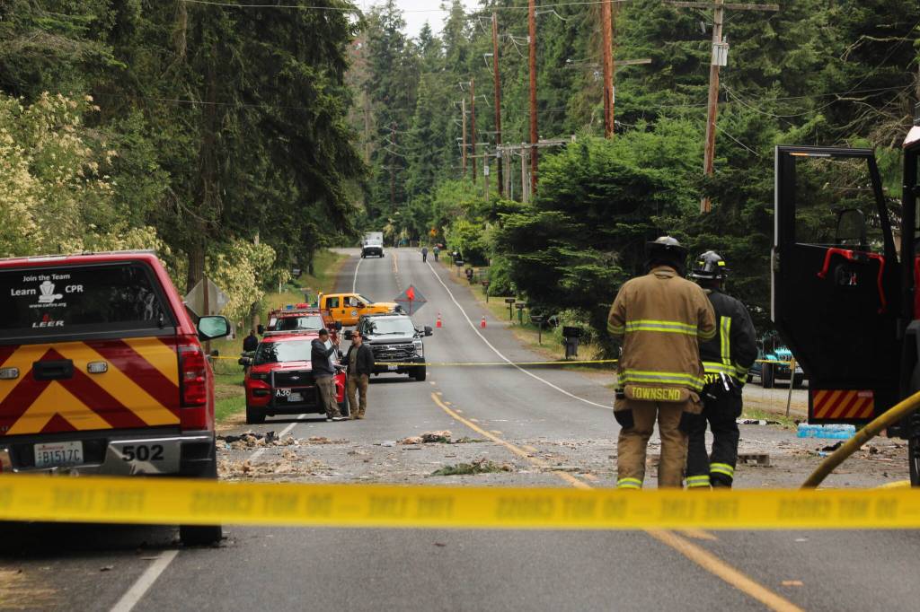 Photo by Allyson Ballard. Public safety agencies from Whidbey and the mainland convened at the scene on Thursday to sweep the scene for unexploded items and to investigate.