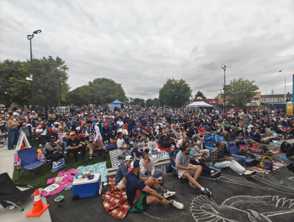 Fans flocked to Legacy Square in downtown Renton to watch the United States Mens National team play. Ben Ray / The Reporter