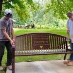 Grace Gorenflo / Valley Record
SnoValley Concrete Services installs the Doris & Harvey Toppen memorial bench in North Bend, July 2, 2026.