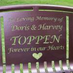Grace Gorenflo / Valley Record
The Doris and Harvey Toppen memorial bench sits behind the Mount Si Senior Center, July 2, 2026.