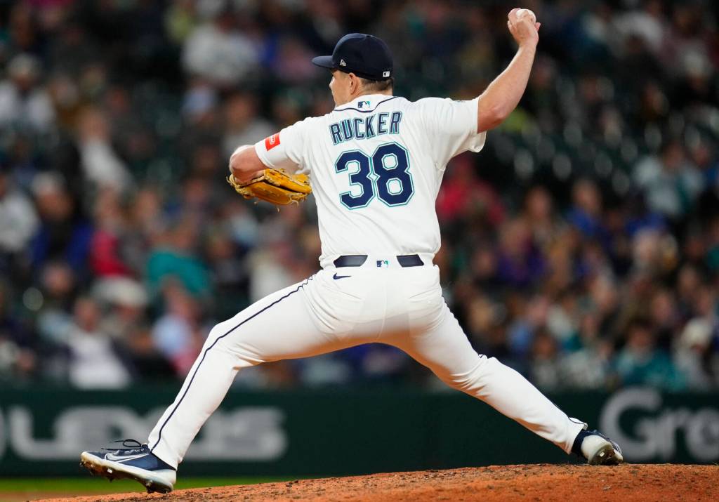 Michael Rucker, 32, a former Auburn Riverside High School player, pitches for the Mariners. COURTESY PHOTO, Ben Van Houten