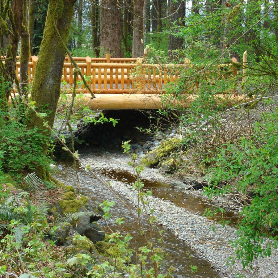 Pictured here is the bridge over Little Mission Creek that leads to a short trail system. Photo courtesy Washington State Parks and Recreation