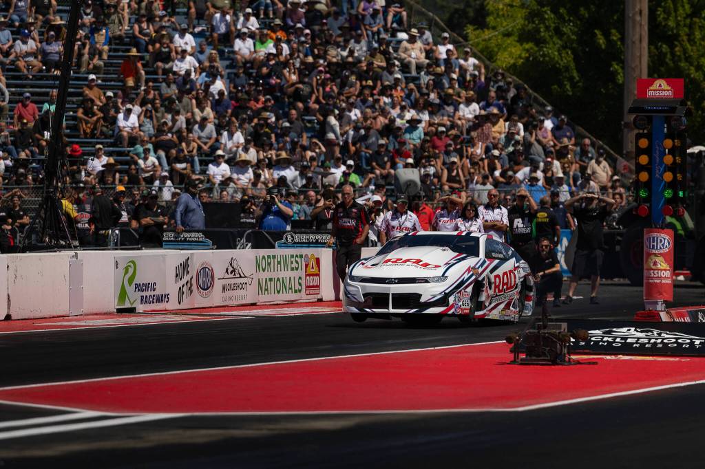 Kents own Dallas Glenn runs his Pro Stock car down the track at Pacific Raceways. Photo provided by Maria Dorsten.