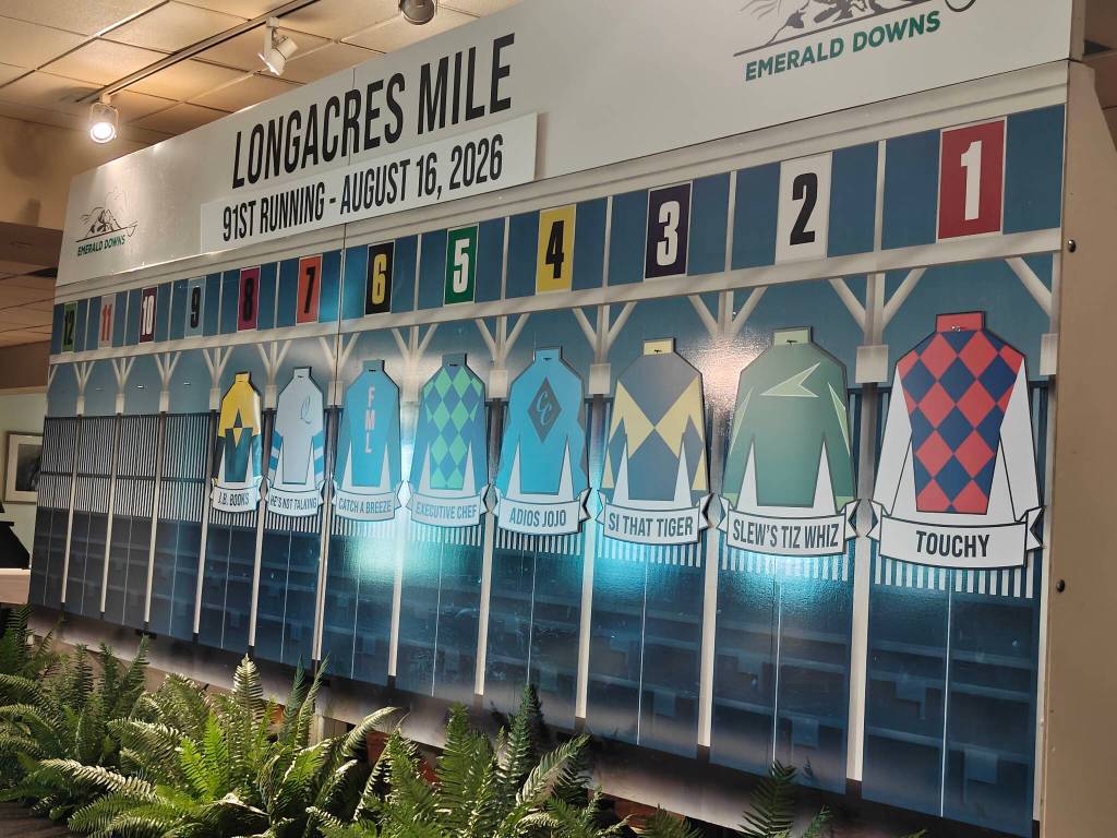 Longacres Mile lineup with gate positions at the unveling. Ben Ray / The Reporter